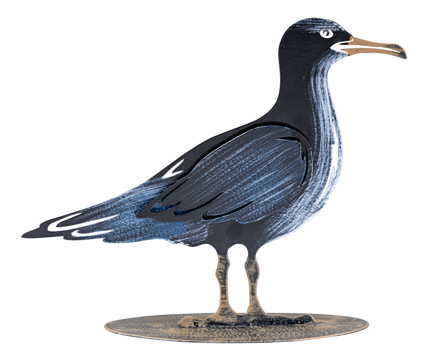 Deko Aufsteller Möwe 25x10cm Grau Blau Weiß Metall Tischdeko Maritim Dekofigur