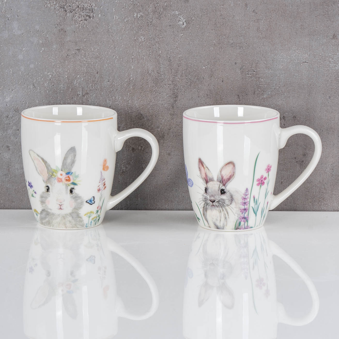 4er Set Osterbecher Osterhase Kaffeetasse Ostern Porzellan 300ml Kaffeepott Tasse