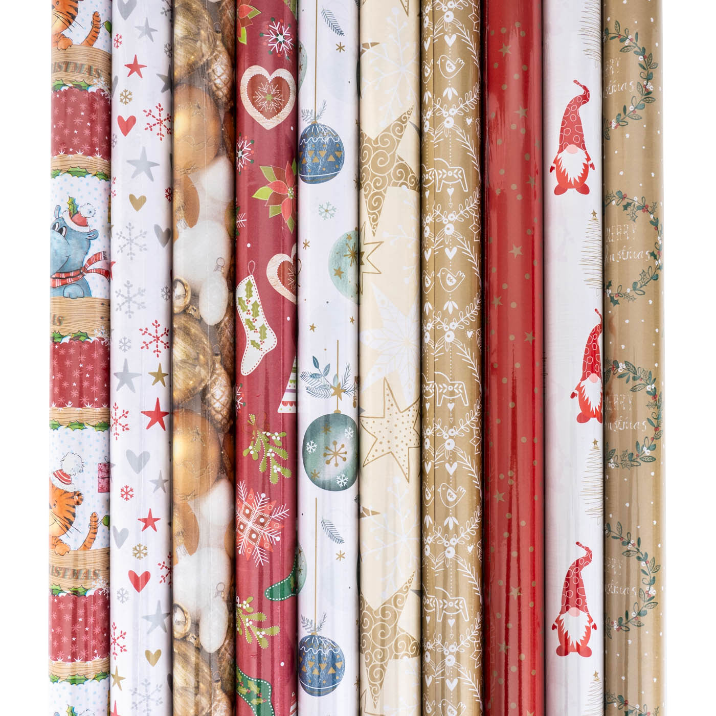 10er Set Geschenkpapier 70x200cm Bunt Advent Weihnachten Weihnachtspapier Sterne