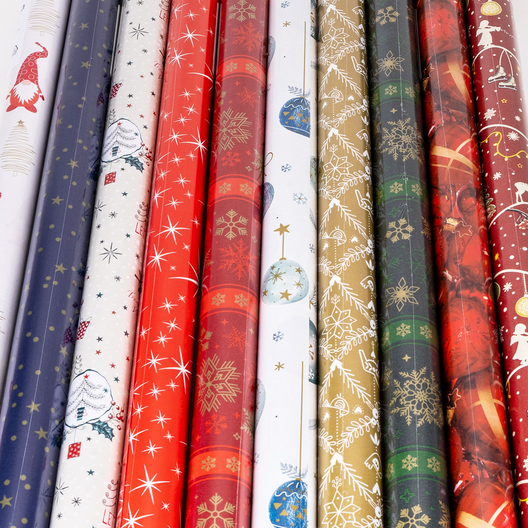 10er Set Geschenkpapier 70x200cm Bunt Advent Weihnachten Weihnachtspapier Sterne