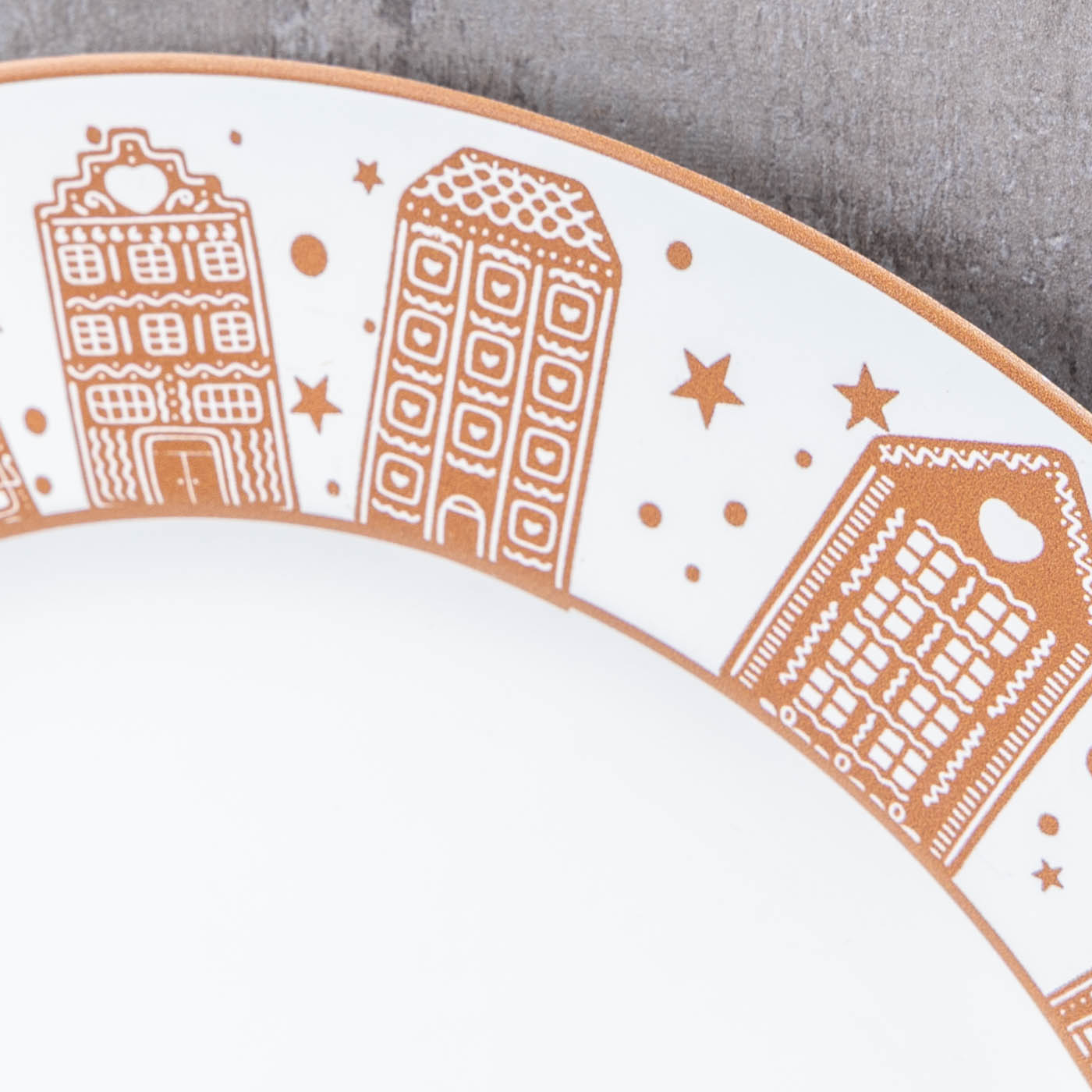 Platzteller Weihnachten 33cm Deko Teller Häusermotiv Beige Melamin Tischdeko