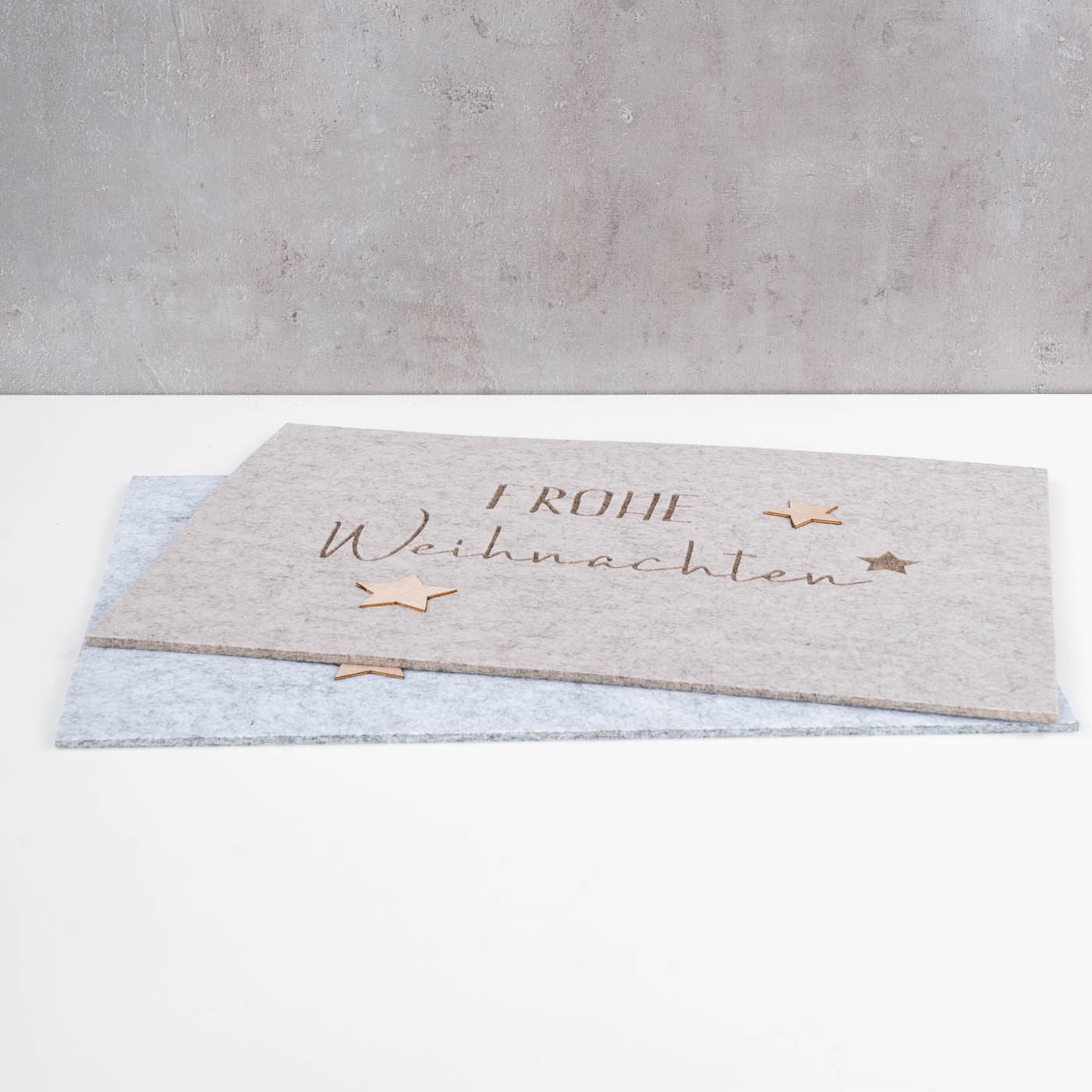 2er Set Platzset Frohe Weihnachten Filz Grau Beige Tischset XMAS Tischdeko Deko
