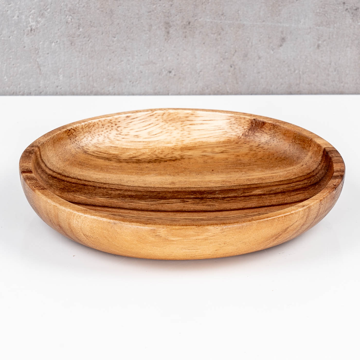 Runder Teller Akazie Ø15cm Holzteller Snackteller Dekoteller Deko Unikat