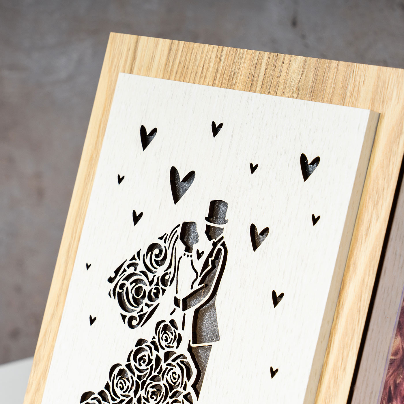 Bilderrahmen LED Foto 15x20cm Hochzeit Holz Fotorahmen Tischdeko Love