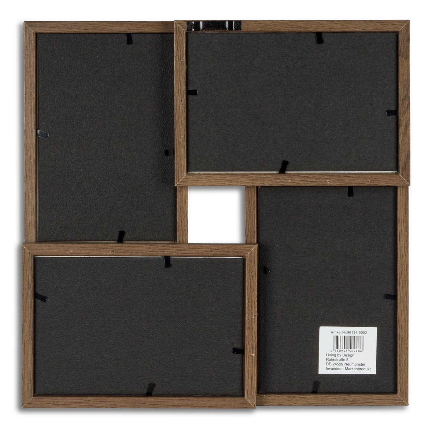 levandeo Bilderrahmen Collage 28x28cm 4 Fotos 10x15 Nussbaum MDF Holz Glas