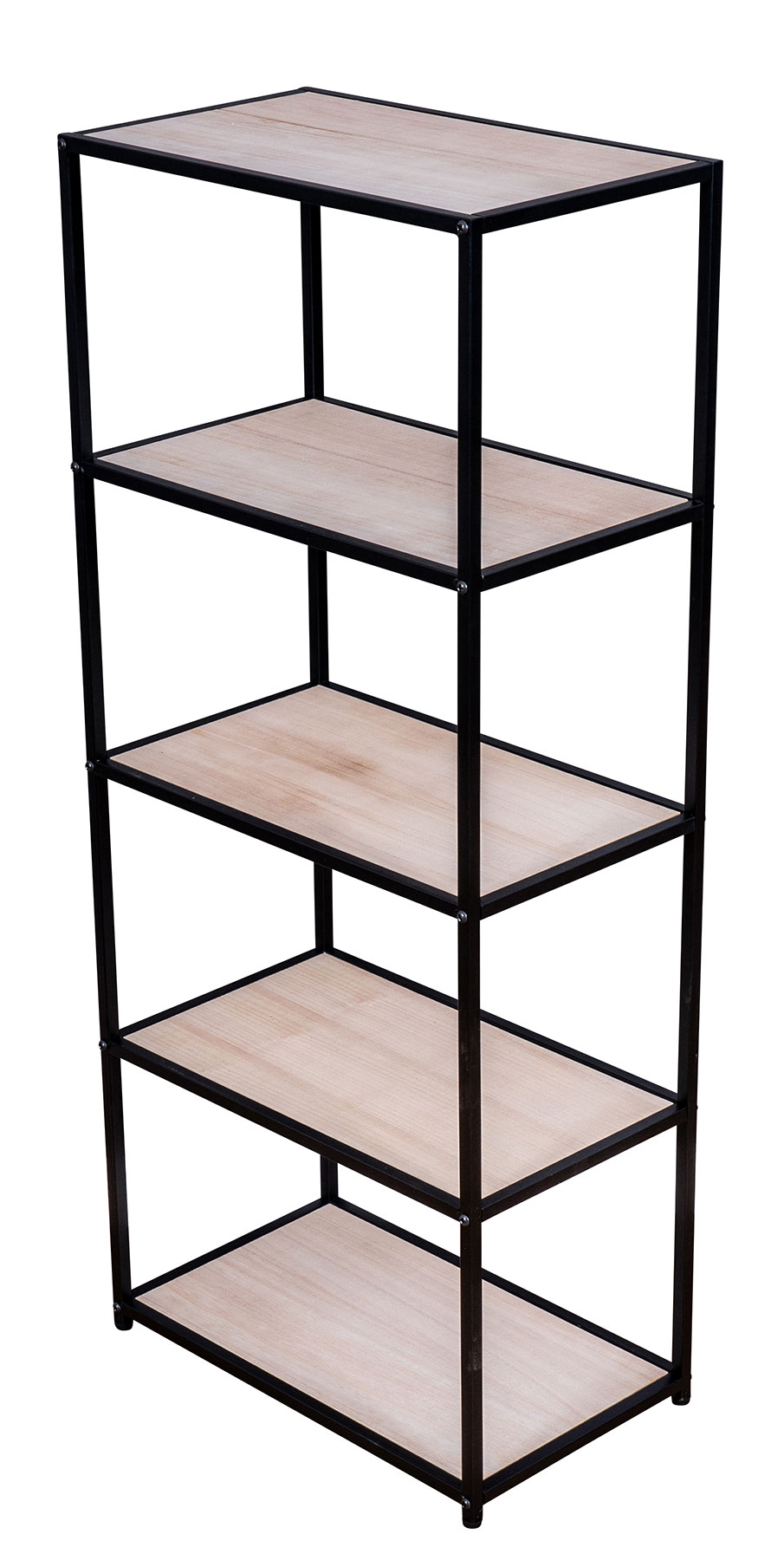 Standregal H100cm Holz Eisen Schwarz Braun 5 Fächer Industrial Bücherregal Ablage