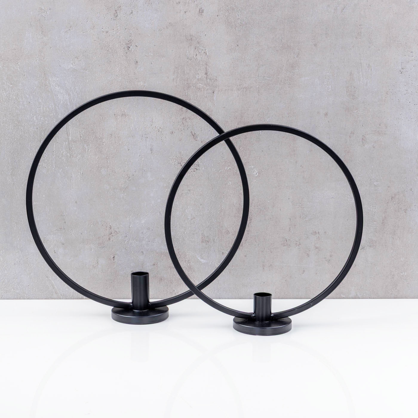 2er Set Kerzenhalter Ring Metall Stabkerzenhalter Tischdeko Kerzenständer Metallring