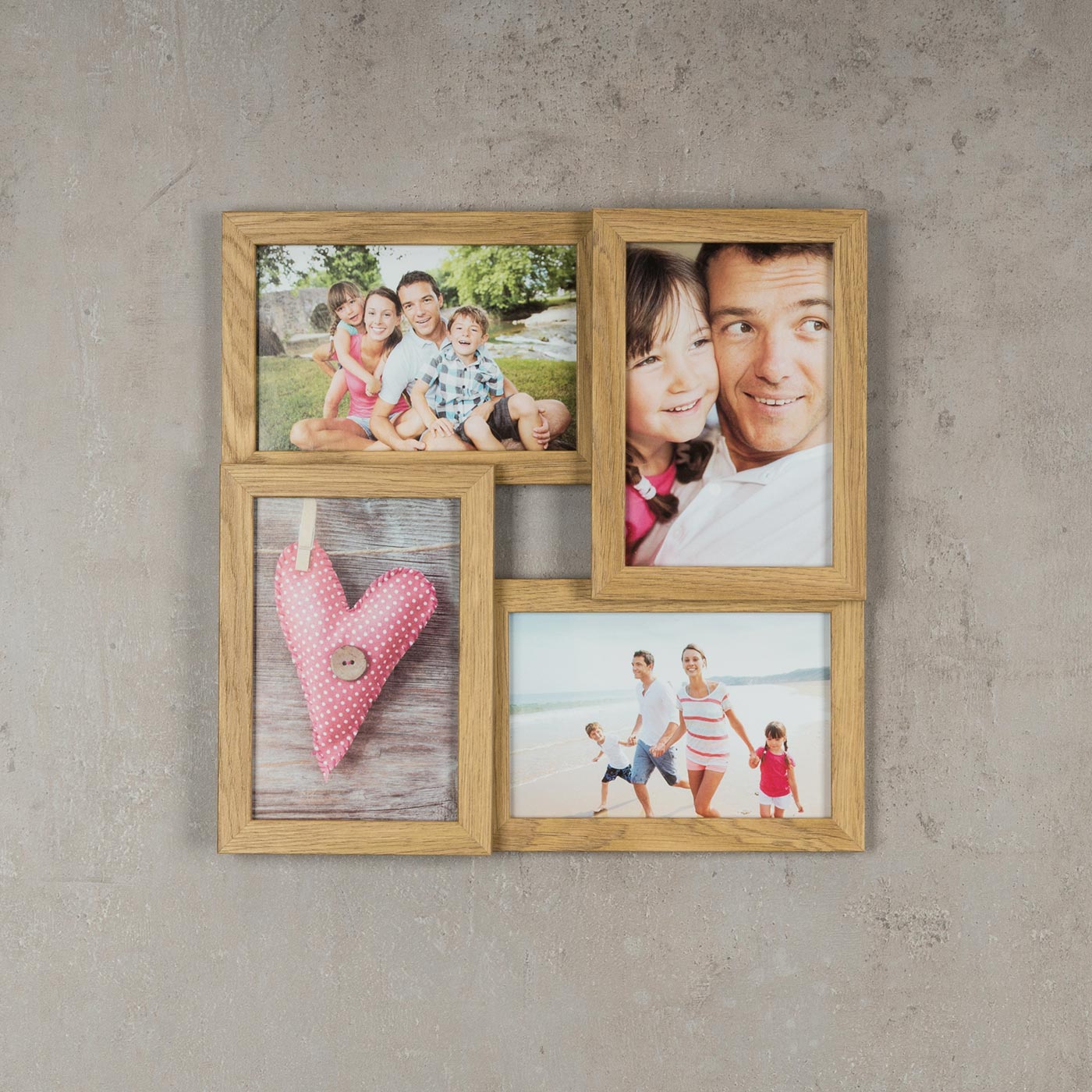 levandeo Bilderrahmen Collage 28x28cm 4 Fotos 10x15 Eiche MDF Holz Glascheiben