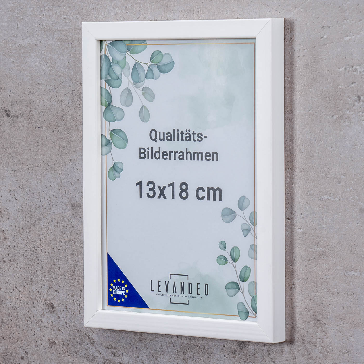 Bilderrahmen Echtholz Made in EU 13x18 Weiß Glasscheibe Fotorahmen Kiefernholz