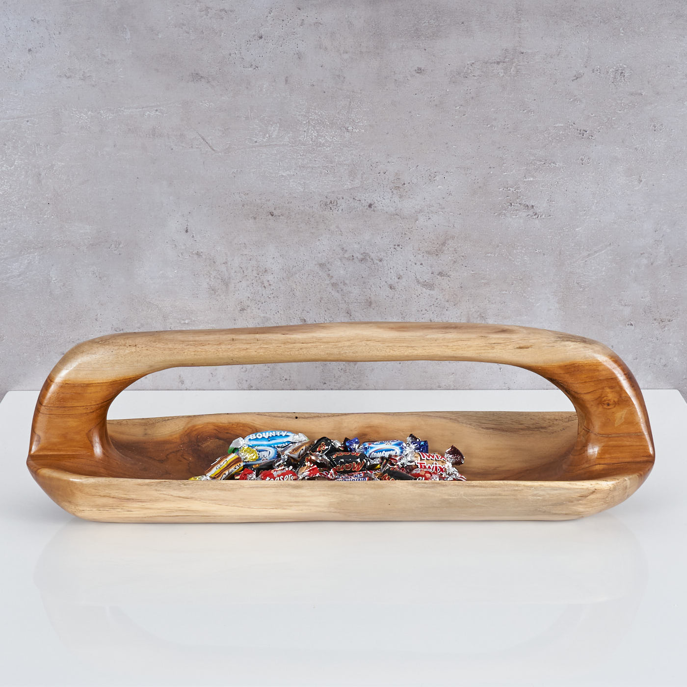 Schale ca. 60x20cm Teakholz mit Griff Holzschale Dekoschale Natur Unikat