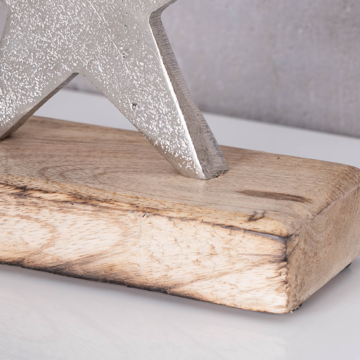 Stern 12x12cm Metall Mango Silber Braun Tischdeko Holz Metallstern Dekoration