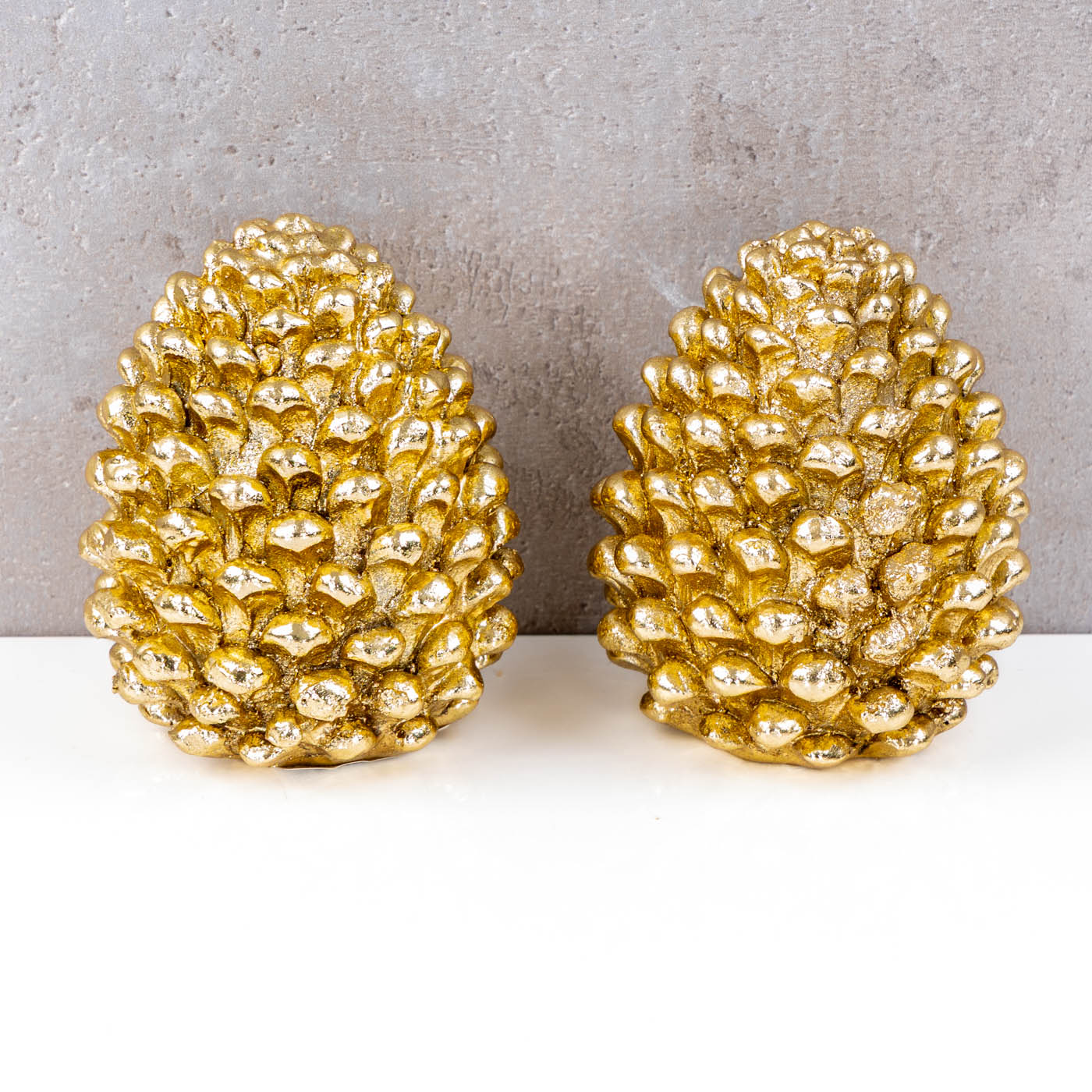 2er Set Deko Tannenzapfen Gold Polyresin Festliche Tischdeko Weihnachtsdeko