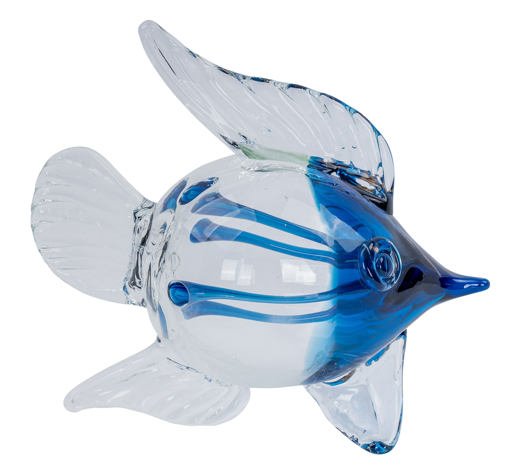 Deko Fisch H19cm Glas Skulptur Tischdeko Maritim Deko Aufsteller Glasfigur Blau