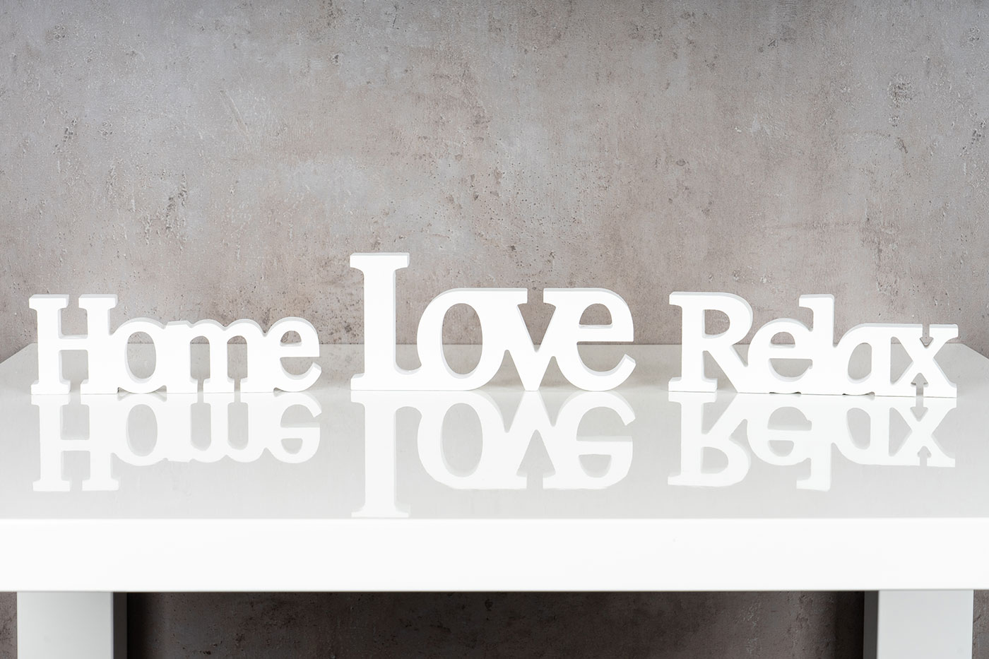levandeo 3er Set Schriftzug Holz Love Home Relax weiß shabby Aufsteller Deko