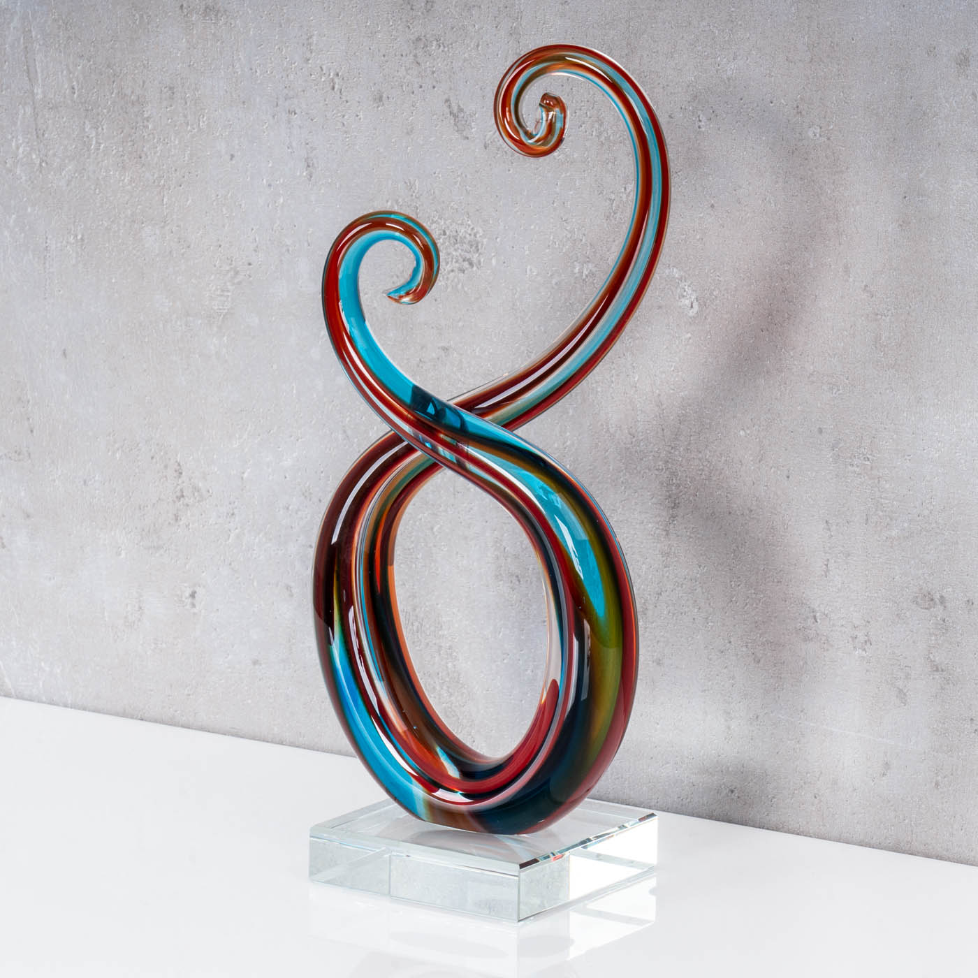 Skulptur H28cm Glas Glasdeko Blau Rot Deko Design Figur Unikat Tischdeko Geschenk