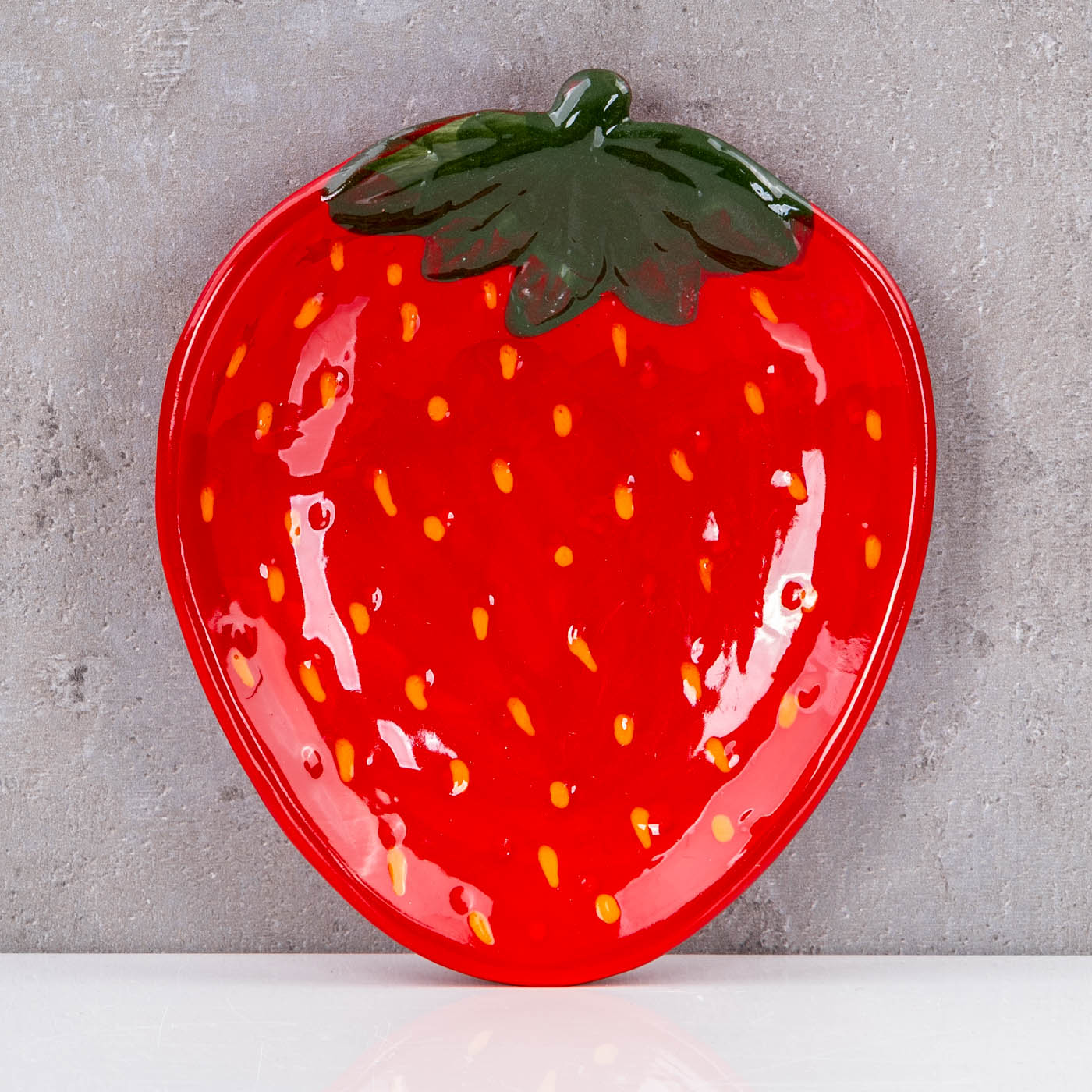 3er Set Teller Erdbeere Keramik 16cm Sommer Obst Dekoschale Tischdeko Snackschale