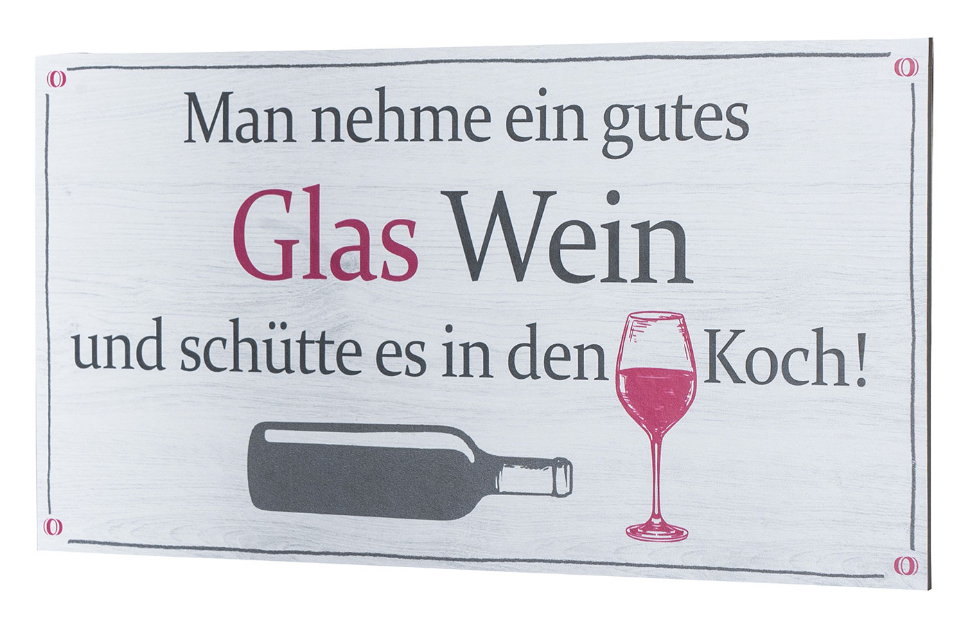 Wandbild 40x20cm Wein Spruch Koch Küche Deko Wandschild Wanddeko Bild Küchendeko