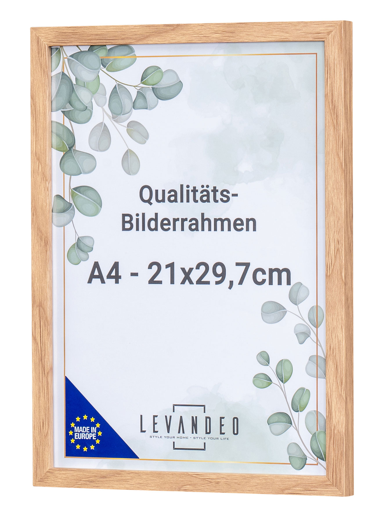 A4 Bilderrahmen Natur Eiche Optik 21x29,7 Made in EU Zertifikatsrahmen Fotorahmen