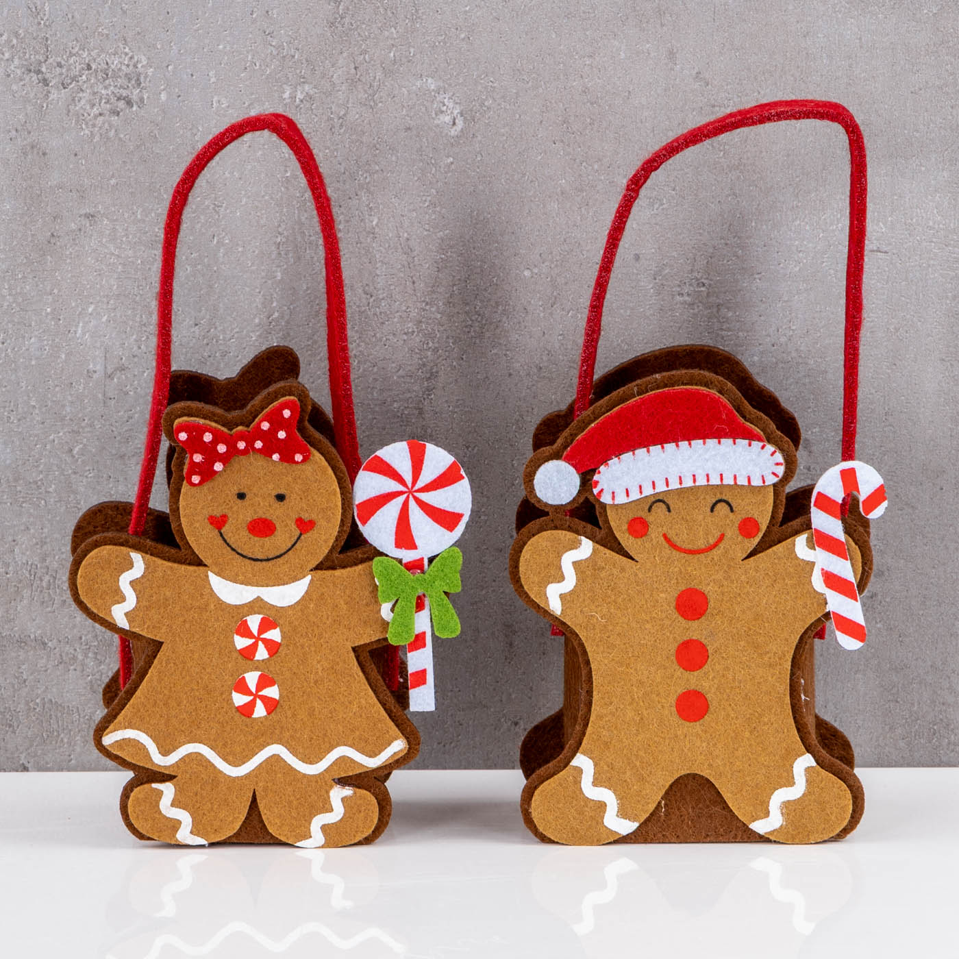 2er Set Weihnachtstasche Filz H12cm Geschenktüte Nikolaus Lebkuchen Weihnachten