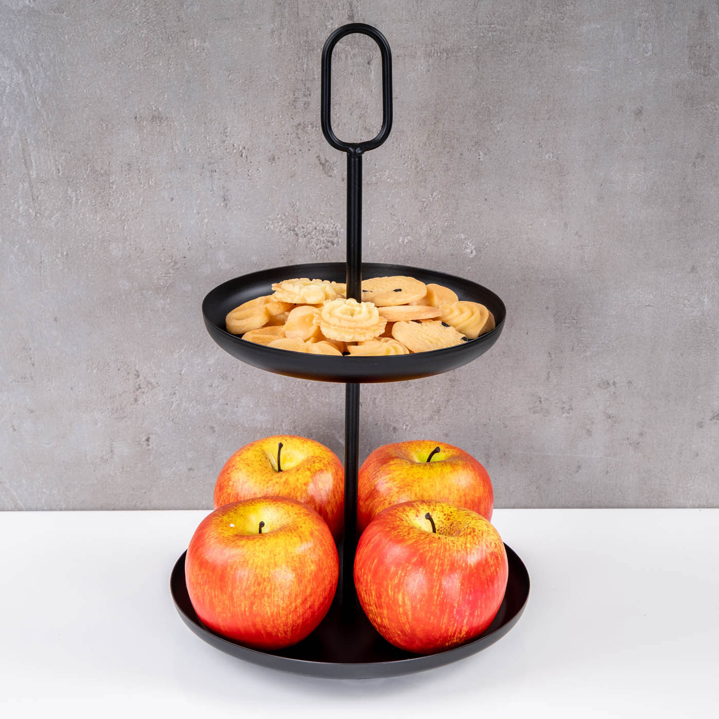 Etagere 2 Ebenen H34cm Metall Schwarz Servierplatte Kuchenplatte Obstschale Deko