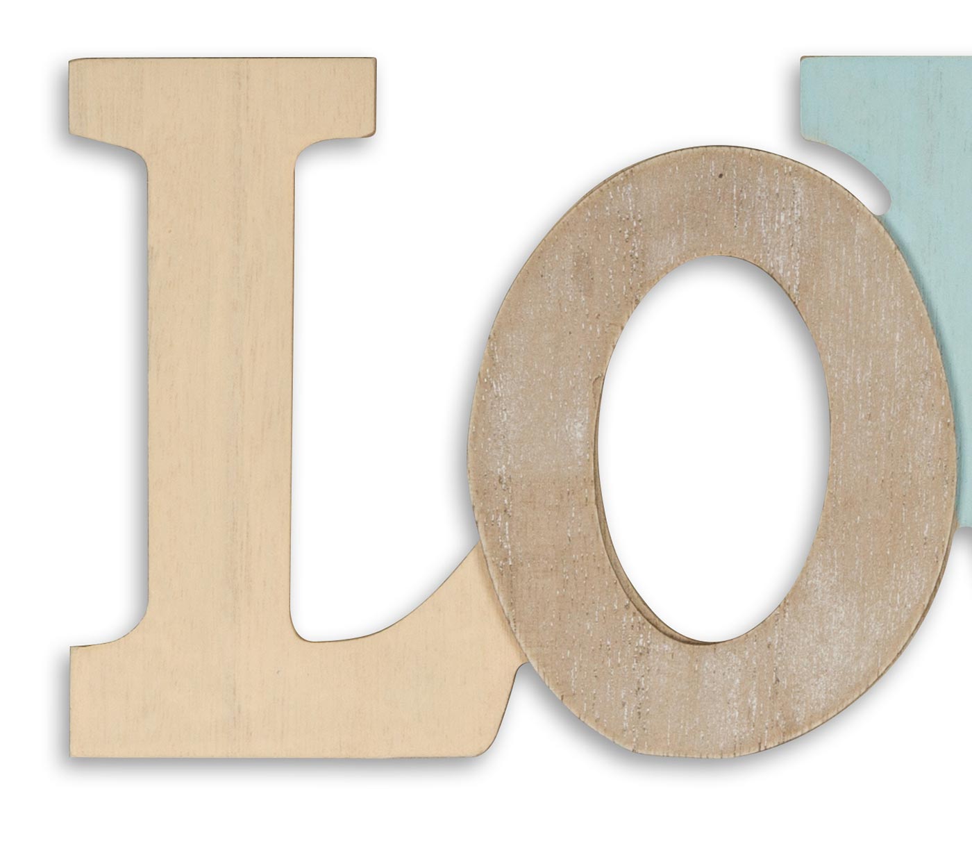 Schriftzug Love L30cm Blau Weiß Natur Buchstaben Wanddeko Wandbild Hängedeko