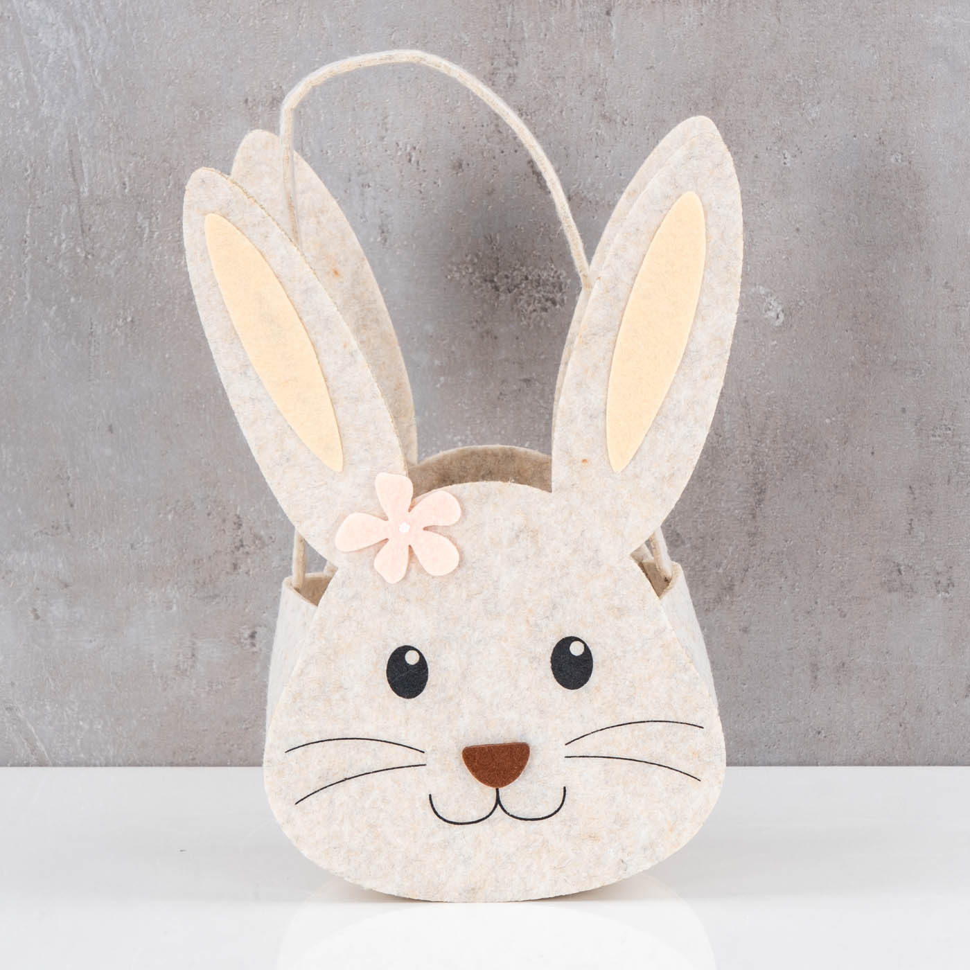 2er Set Hasenkorb Ostern Filz H30cm Grau Osterhase Osterkorb Osternest Körbchen