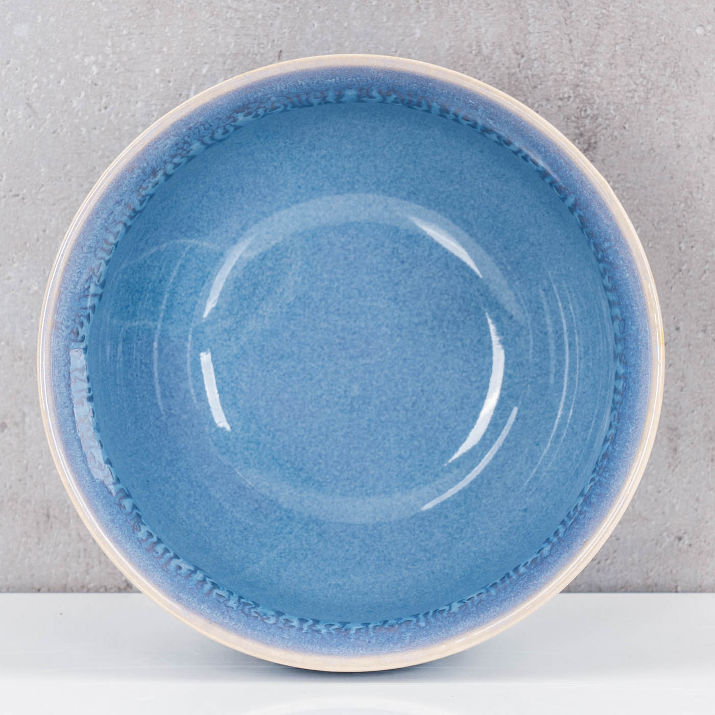 6er Set Steingut Schale Ø14cm Blau Salat Schüssel 6 Personen Dessertschale Bowl