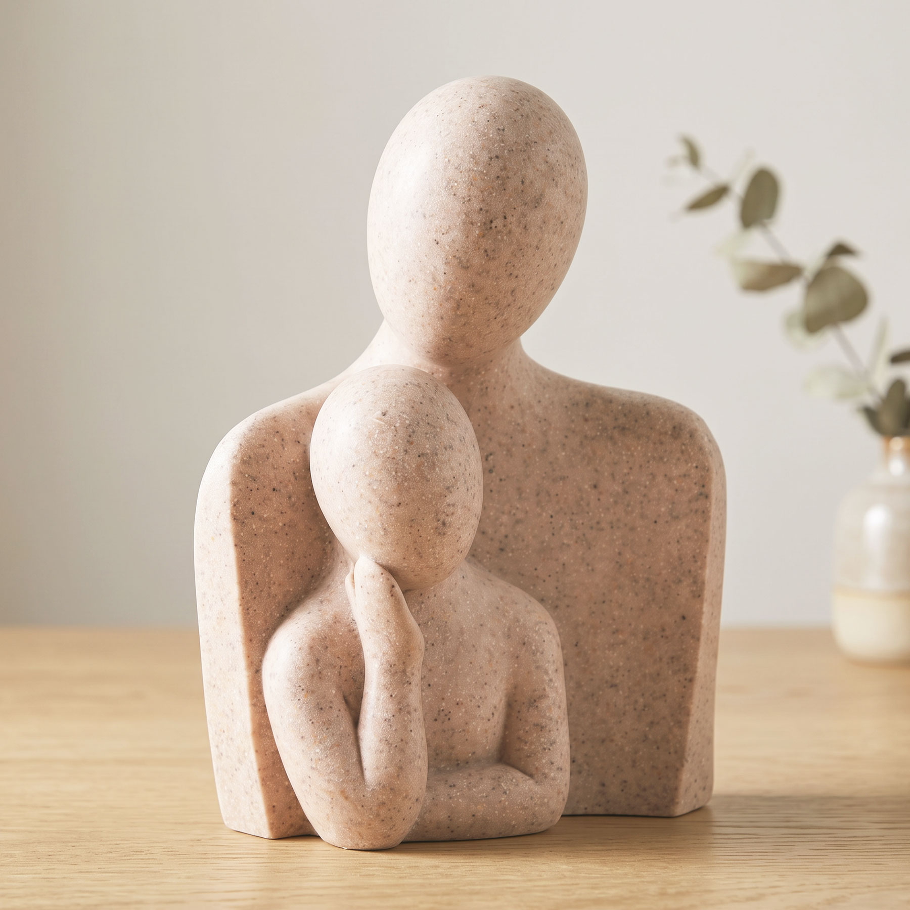 Abstrakte Deko Figur H15cm Braun Beige Skulptur Familie Steinoptik Geschenk Muttertag