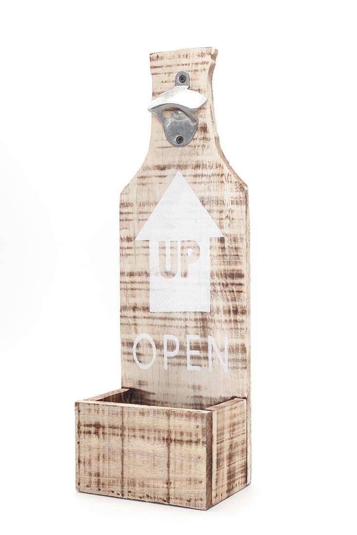 XXL Flaschenöffner für Wand aus Holz mit Spruch Bar Deko Wandobjekt