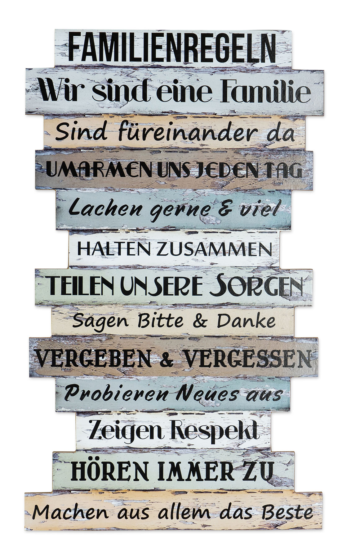 Wandbild 33 x 51 cm Familienregeln Holzschild Shabby Chic Vintage Deko Sprüche
