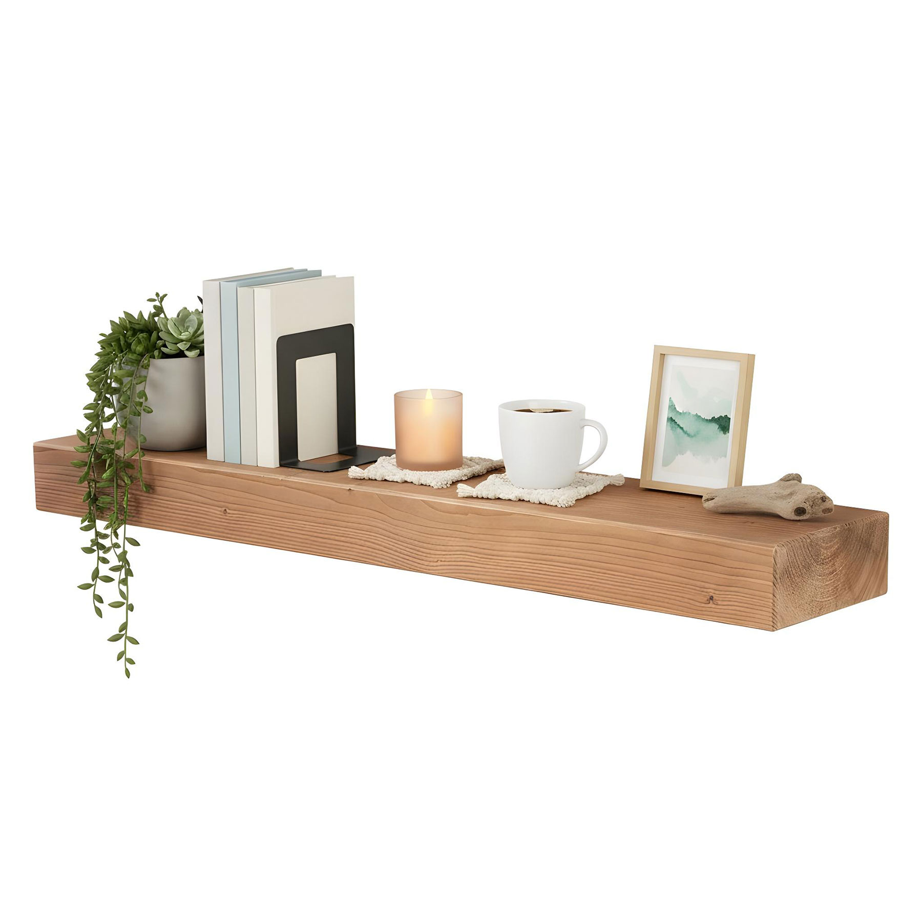levandeo Wandregal Holz Massiv 100x20cm Eiche Farbig Wandboard Regal Vintage