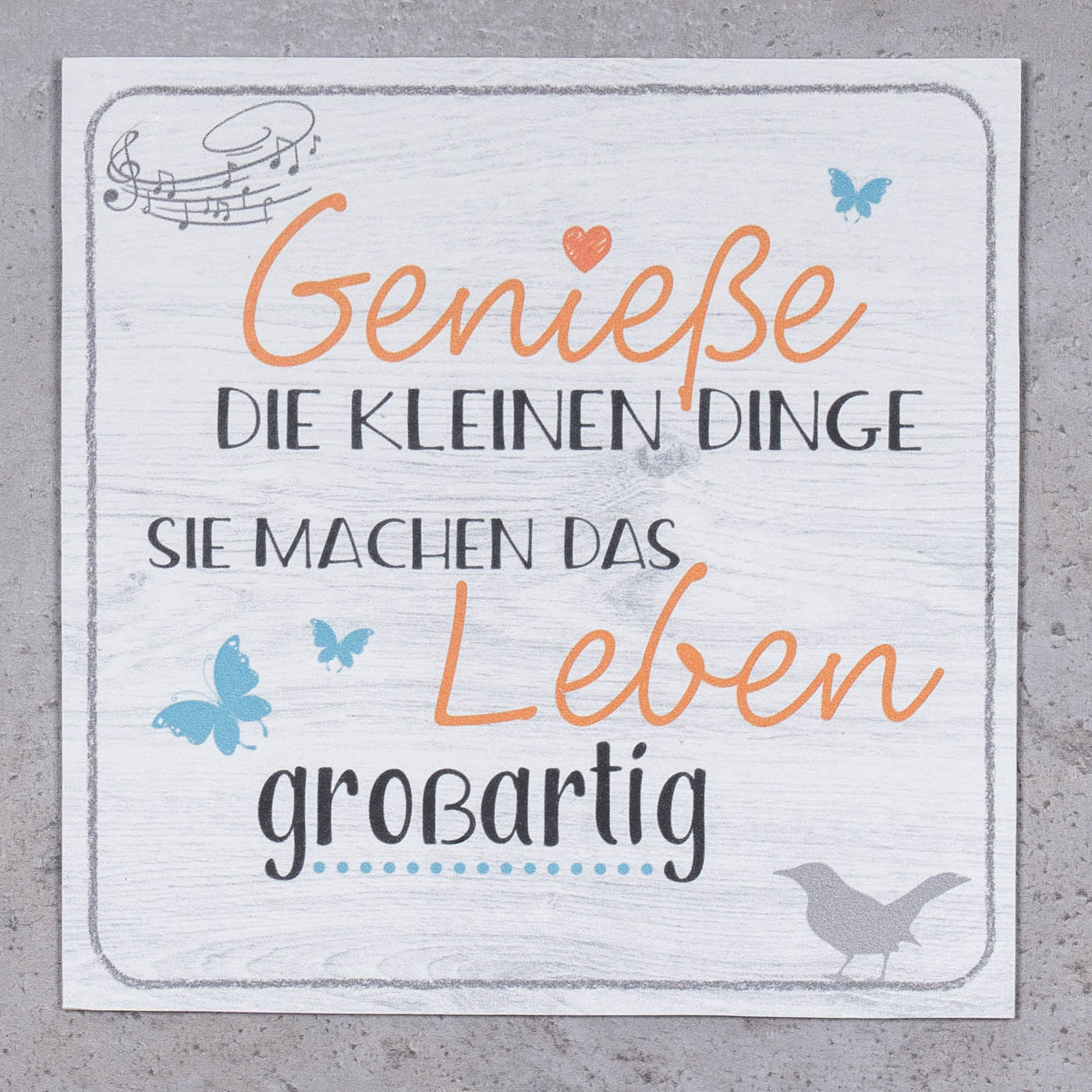 Wandbild 20x20cm Genieße die kleinen Dinge Spruch Deko Wandschild Bild Wanddeko