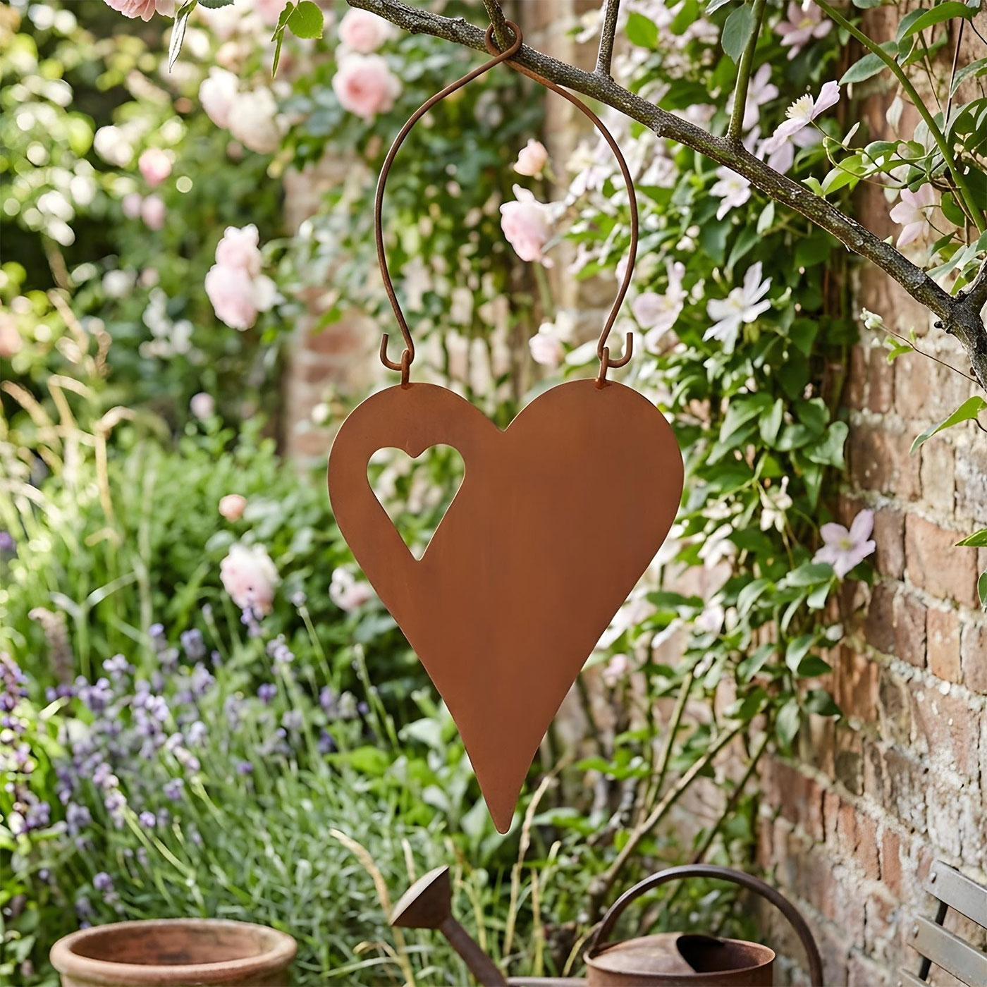 Schild Herz 15x32cm Gartendeko Türschild Edelrost Wandbild Rostdeko Deko