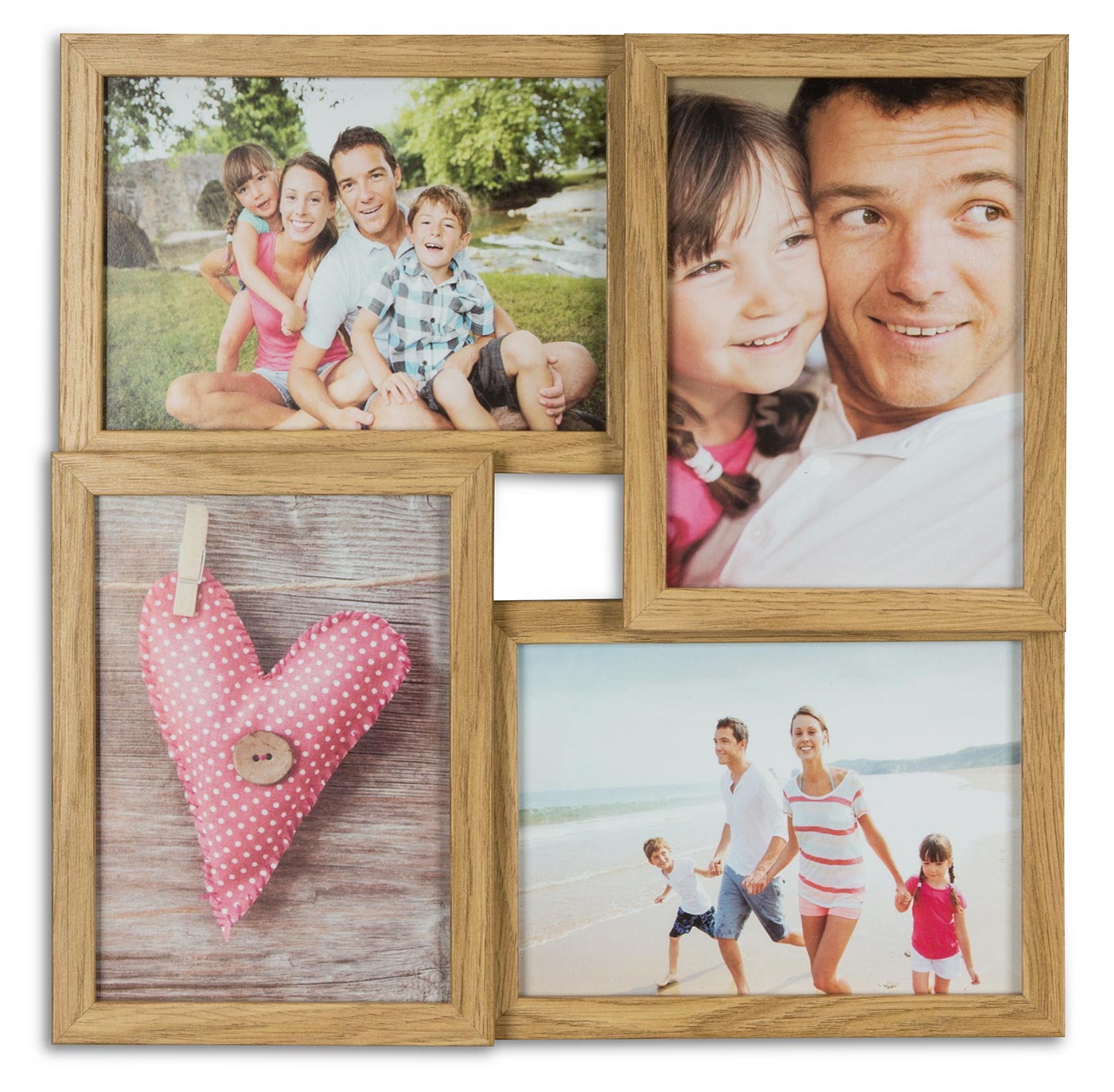 levandeo Bilderrahmen Collage B x H: 34x34cm 4 Fotos 13x18 Eiche MDF Holz Glas