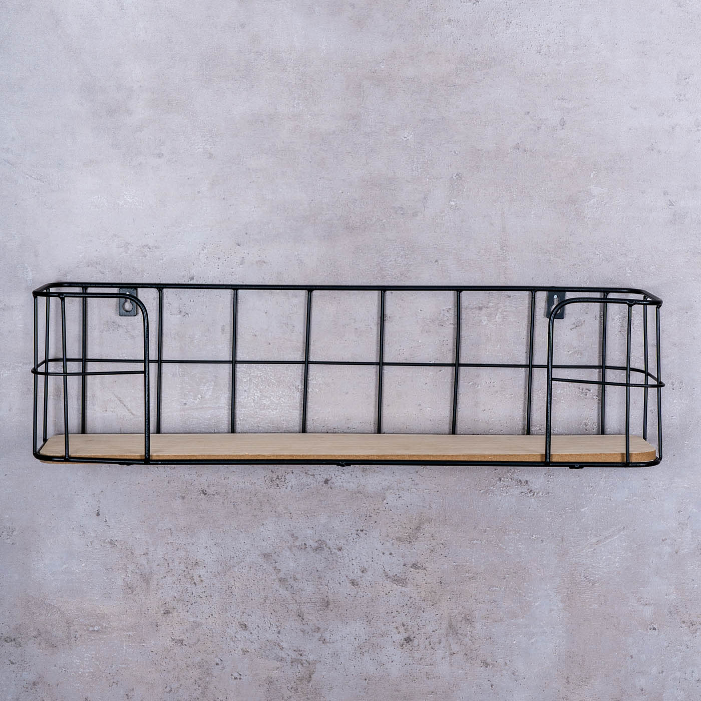 Wandregal 55x15cm Ablage Metall Holz Natur Schwarz Metallregal Regal Industrial