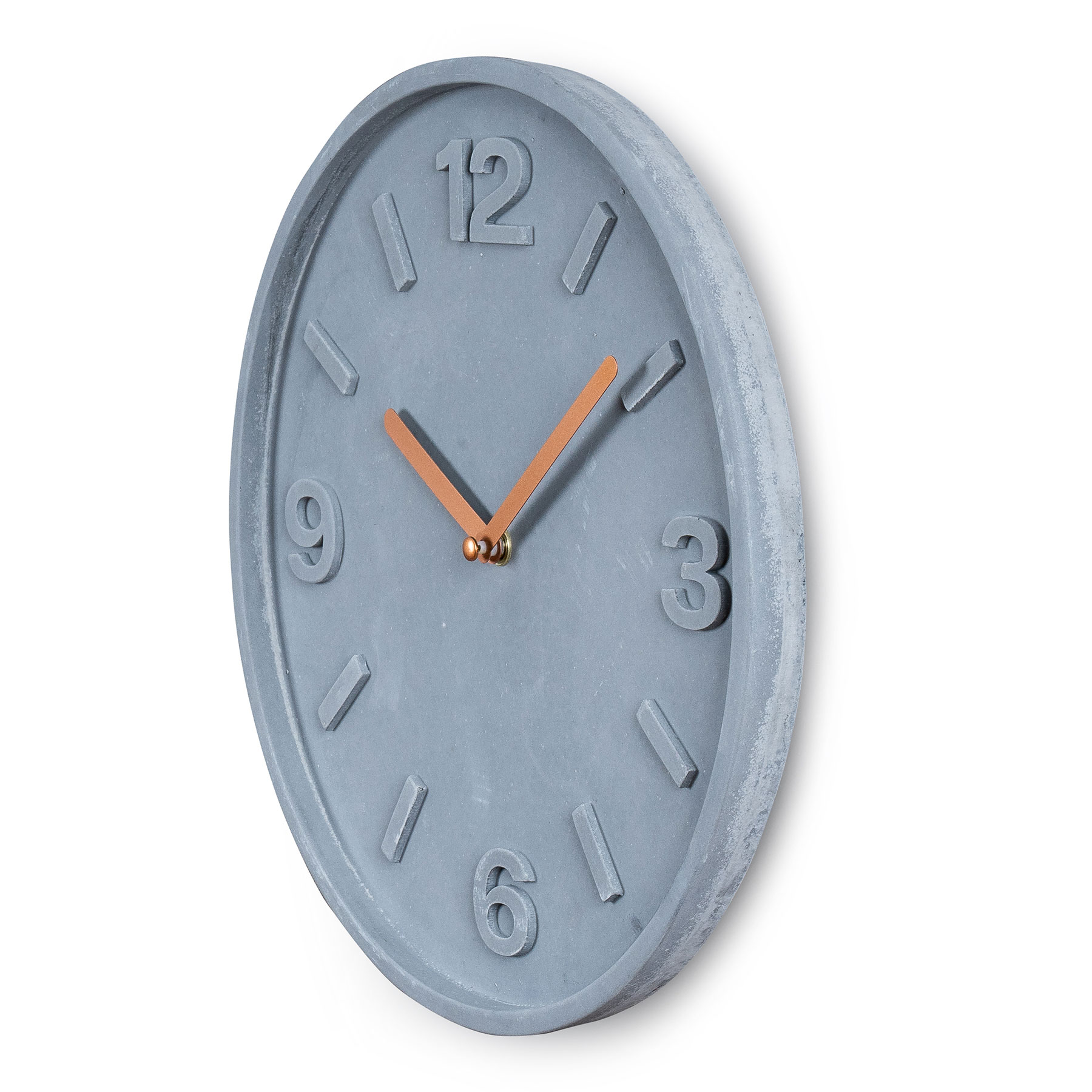 Wanduhr Beton 30cm Grau Kupfer Uhr Betongrau Wanddeko Industrie Design Wohnzimmeruhr