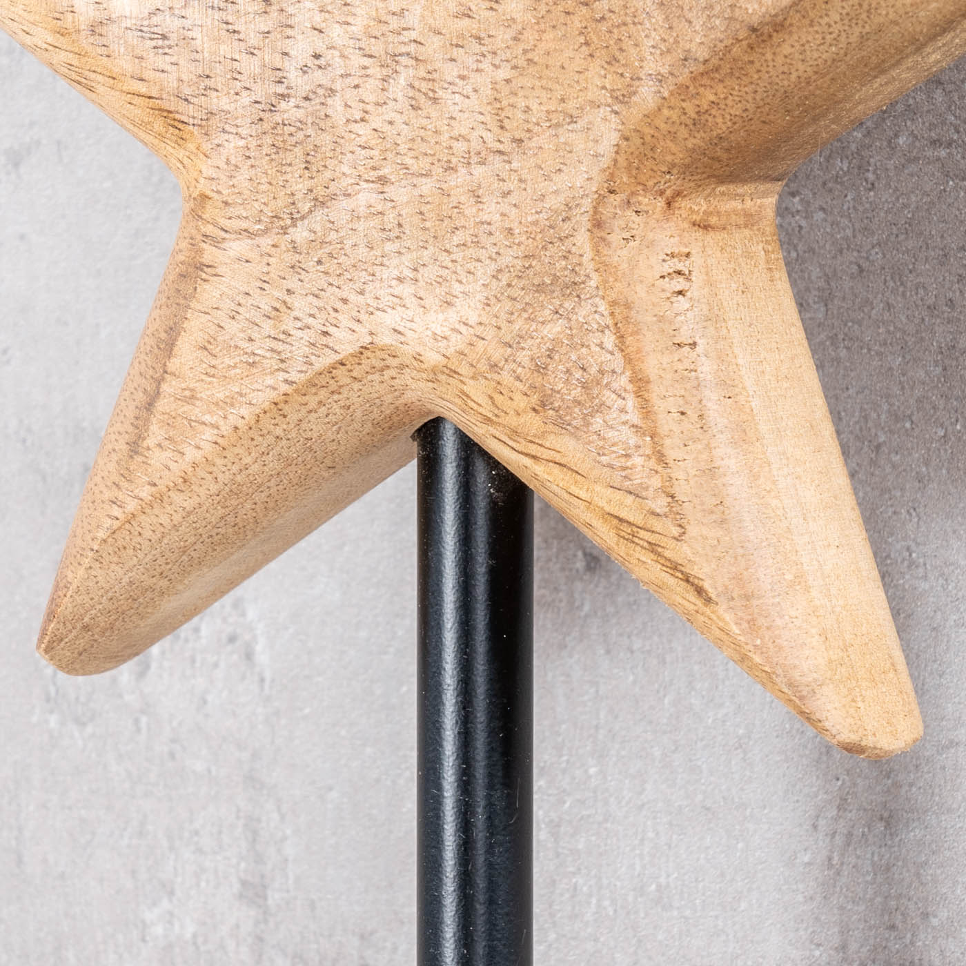 Stern Aufsteller H50cm Mangostern Natur Schwarz Fensterdeko Weihnachten Holzstern