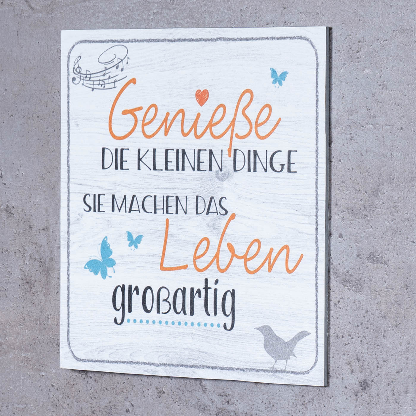 Wandbild 20x20cm Genieße die kleinen Dinge Spruch Deko Wandschild Bild Wanddeko