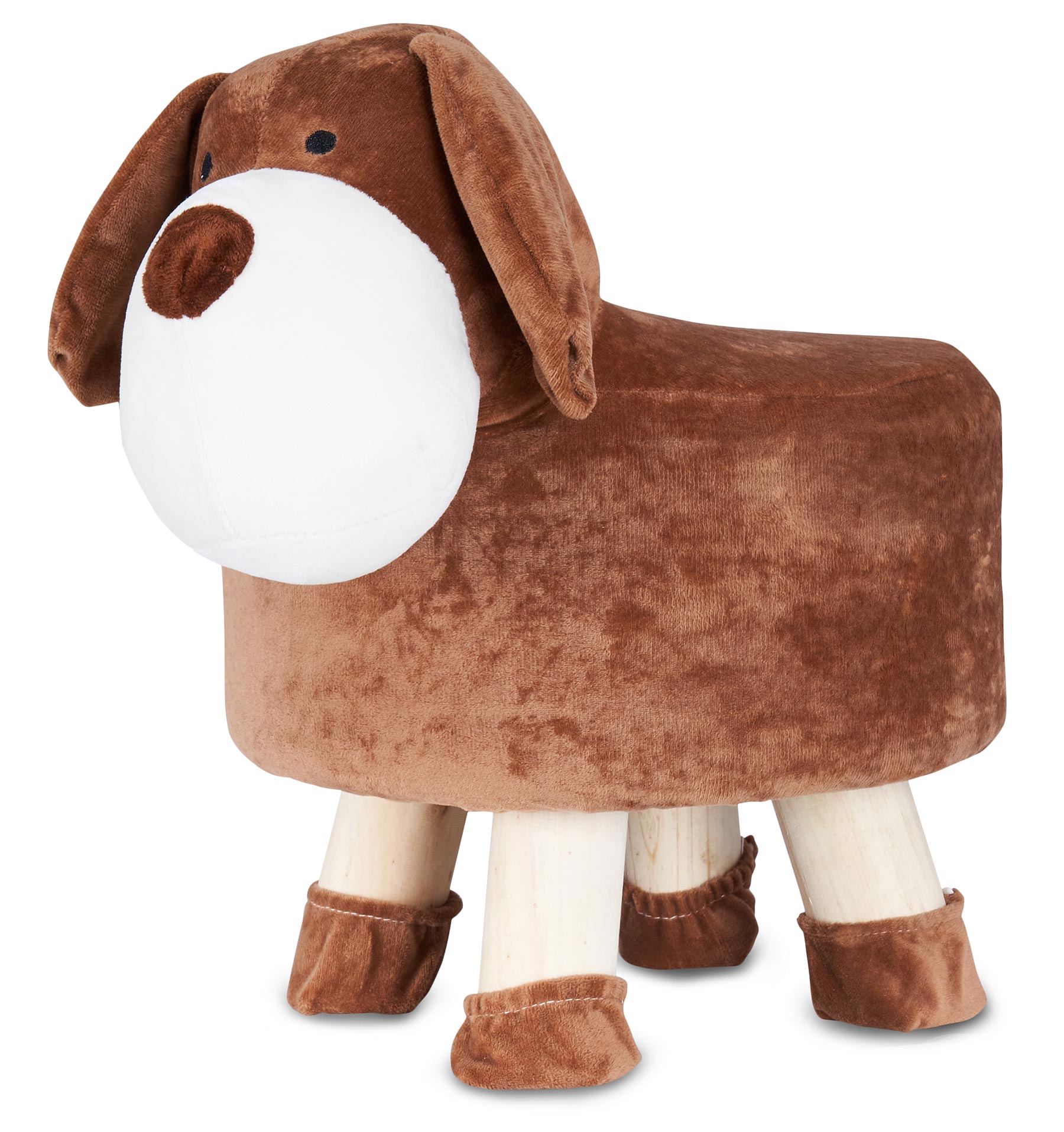 Hocker Hund H25cm Braun Plüsch Polsterhocker Kinderzimmer Tierhocker Stuhl