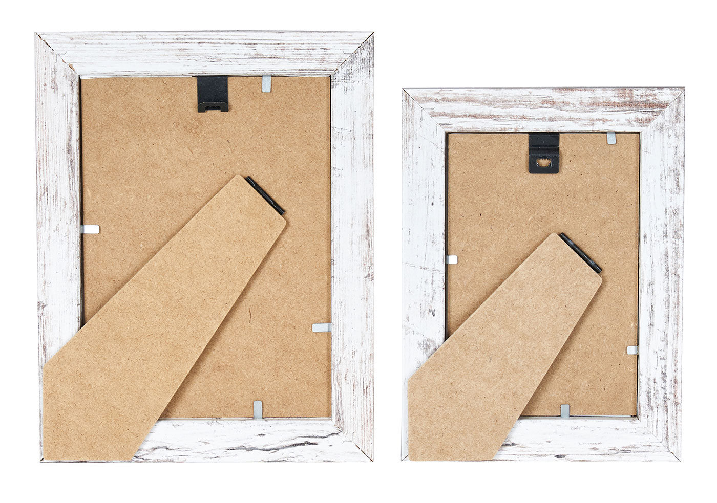 2er Set Bilderrahmen Weiß braun gewischt Holz 10x15 13x18 Einzelrahmen Shabby Chic