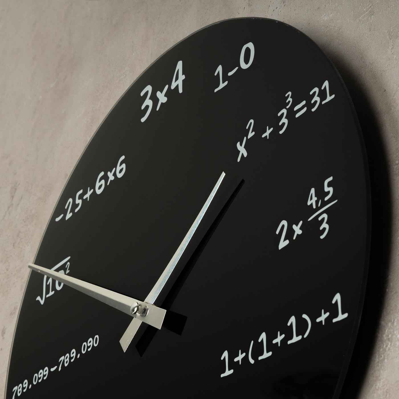 Wanduhr Glas 35cm rund Mathe Mathematik schwarz Design Glasuhr