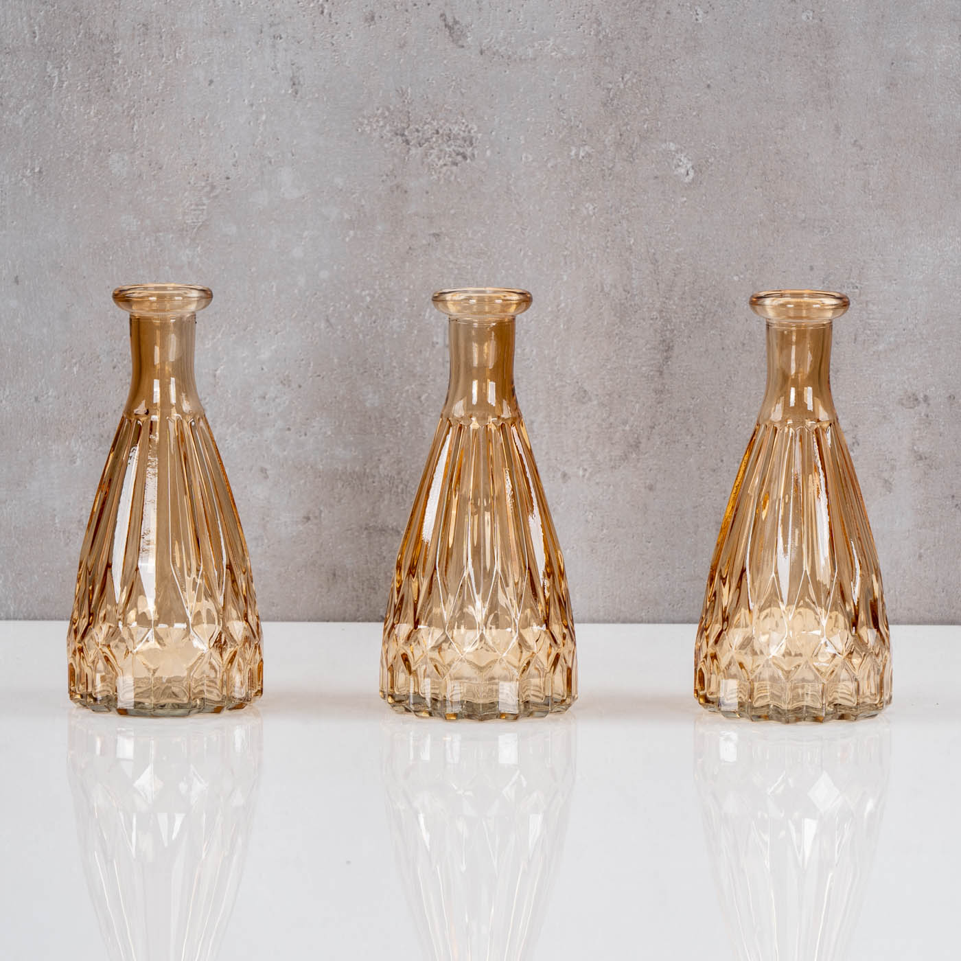 3er Set Vasen Glas H15cm Orange Amber Blumenvase Tischdeko Glasvase Blumendeko