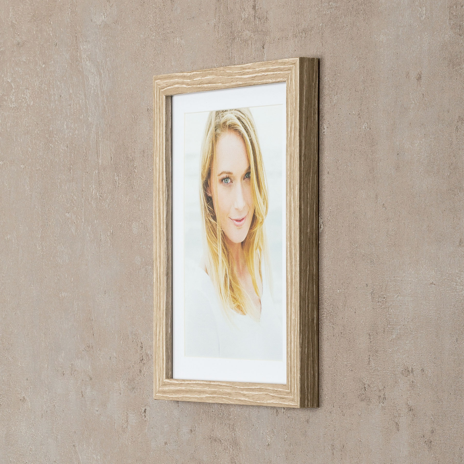 levandeo 3er Set Bilderrahmen 10x15cm Eiche gekälkt Holz MDF Glas Fotorahmen