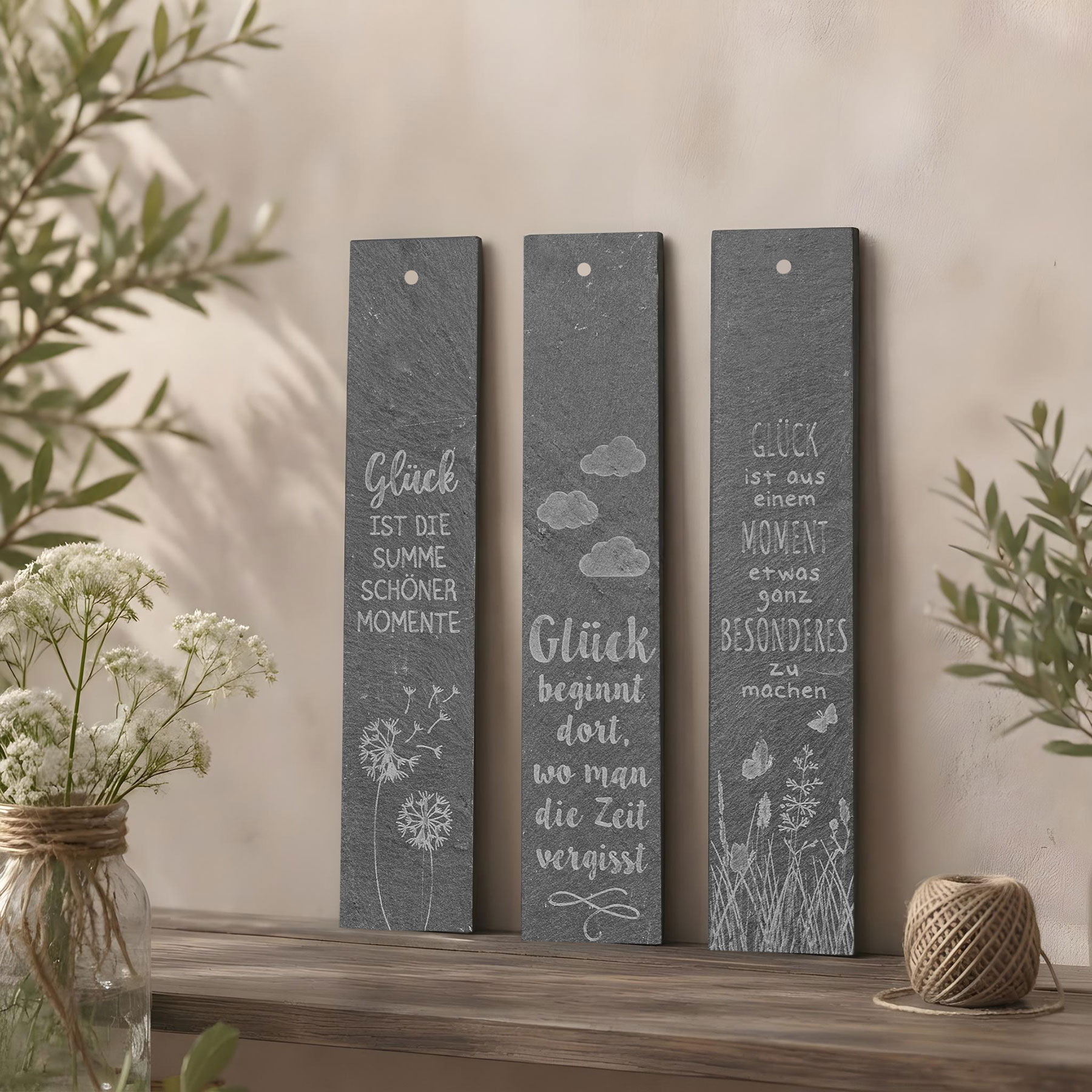Schiefer Schilder Glück H30cm Sprüche Deko Schild Schiefertafel Wandbild Schwarz