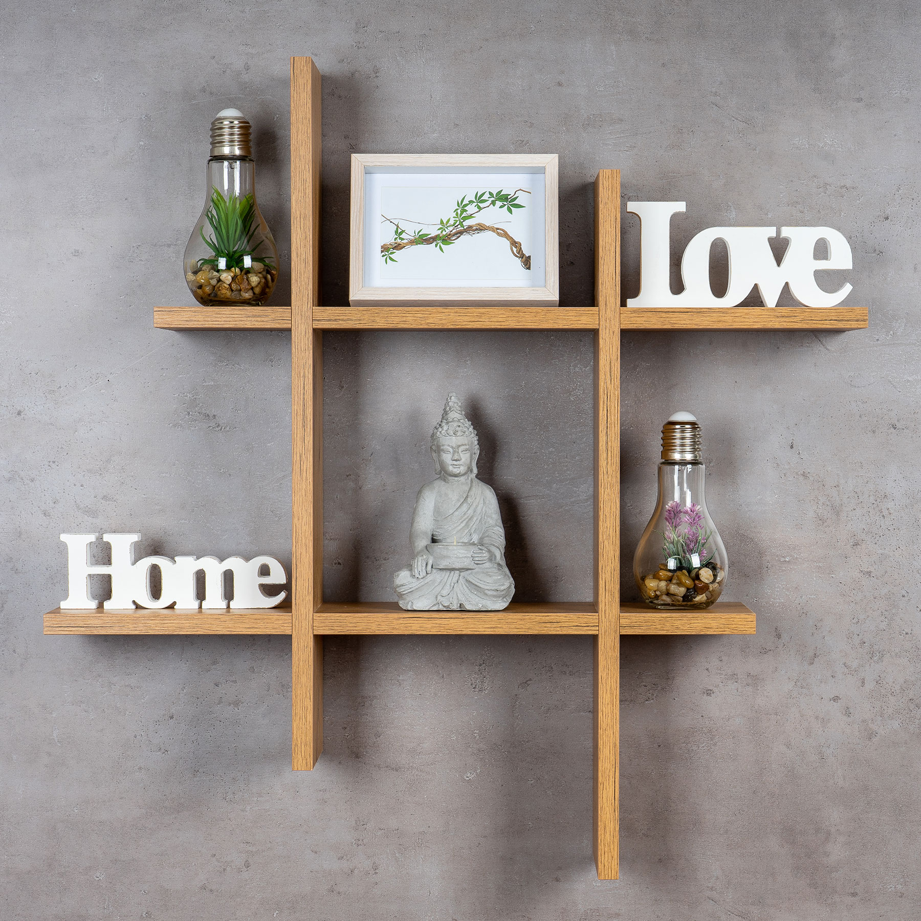 levandeo Hashtag Regal 75x75cm Wandregal Holz Wildeiche Bücherregal Hängeregal