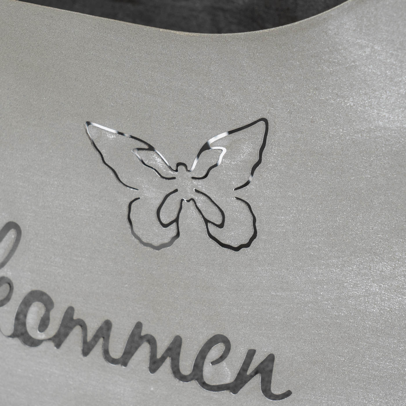 Blumentopf Tasche Willkommen L25cm Grau Metall Pflanztopf Garten-Deko Blumen