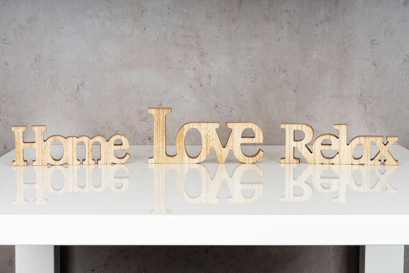 levandeo 3er Set Schriftzug Holz Love Home Relax Natur braun Aufsteller Deko