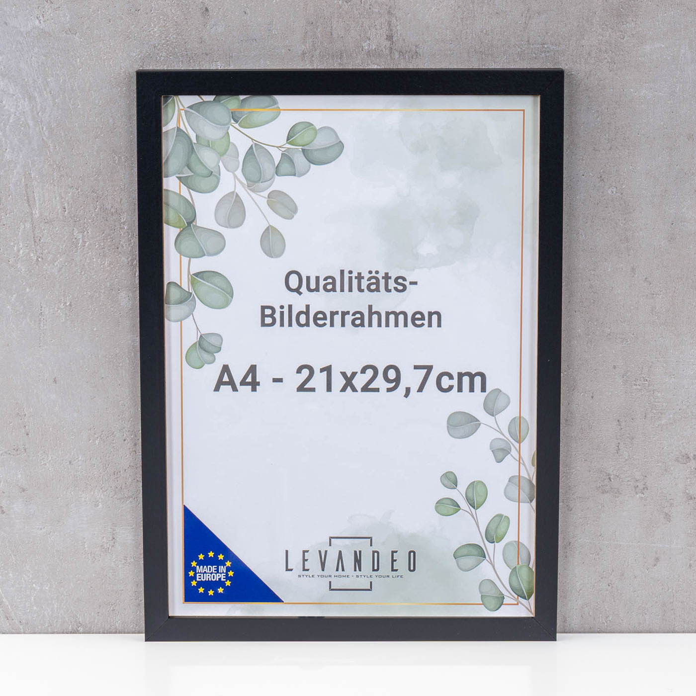 Bilderrahmen A4 Schwarz 21x29,7 Made in EU Fotorahmen Poster Urkunde Zeugnis Aufsteller