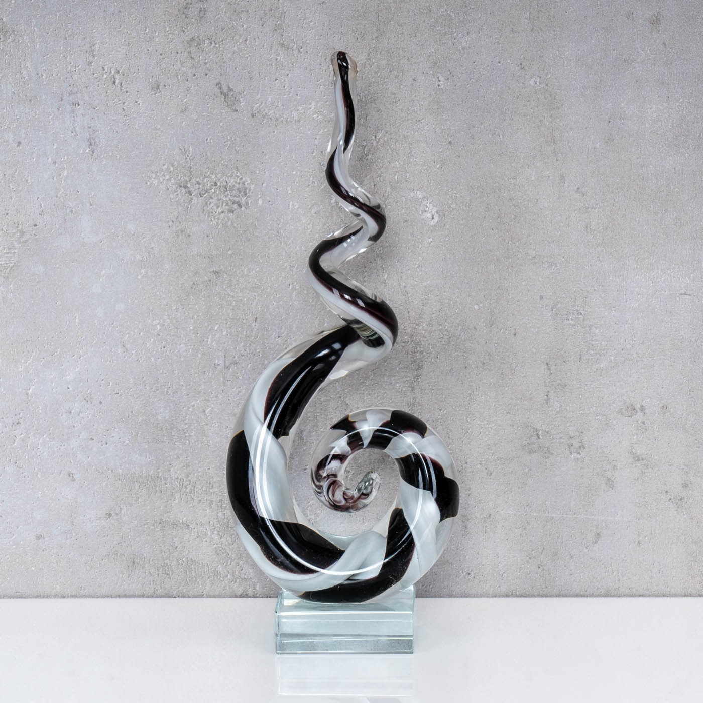 Glasfigur H26cm Skulptur Glas Glasdeko Schwarz Weiß Deko Design Unikat Geschenk