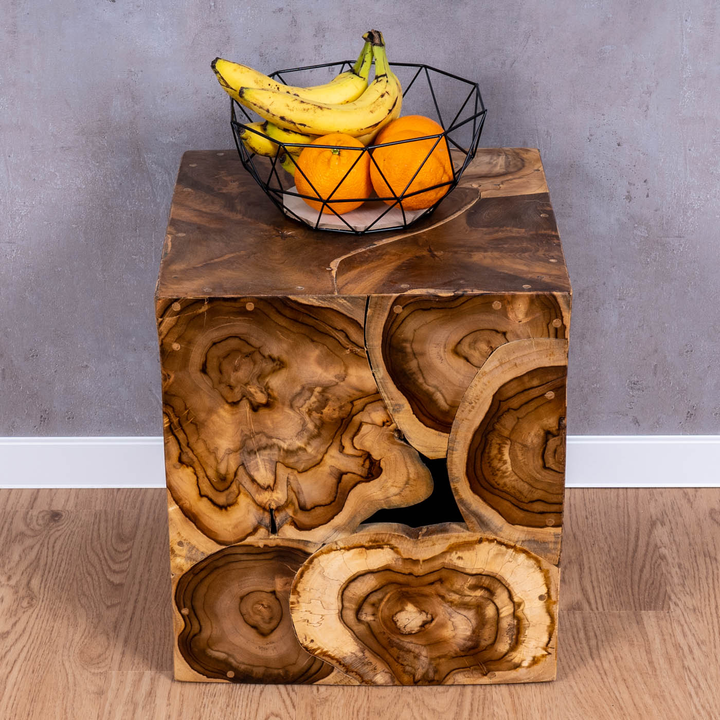 Beistelltisch Hocker Teakholz Tisch Höhe 45cm Holzhocker Holztisch Massiv-Holz